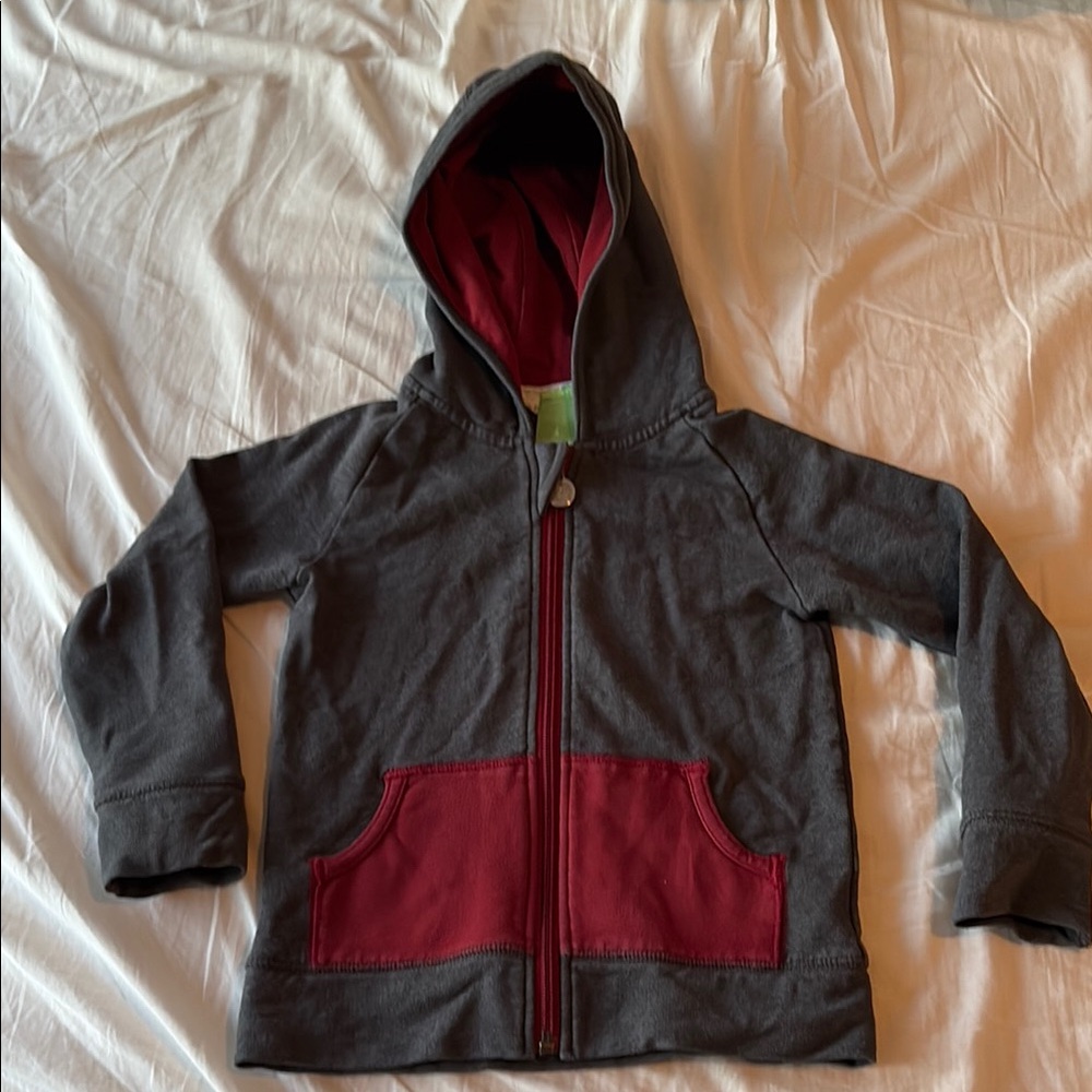 Peekaboo Beans Gray and Red Zip-up Hoodie